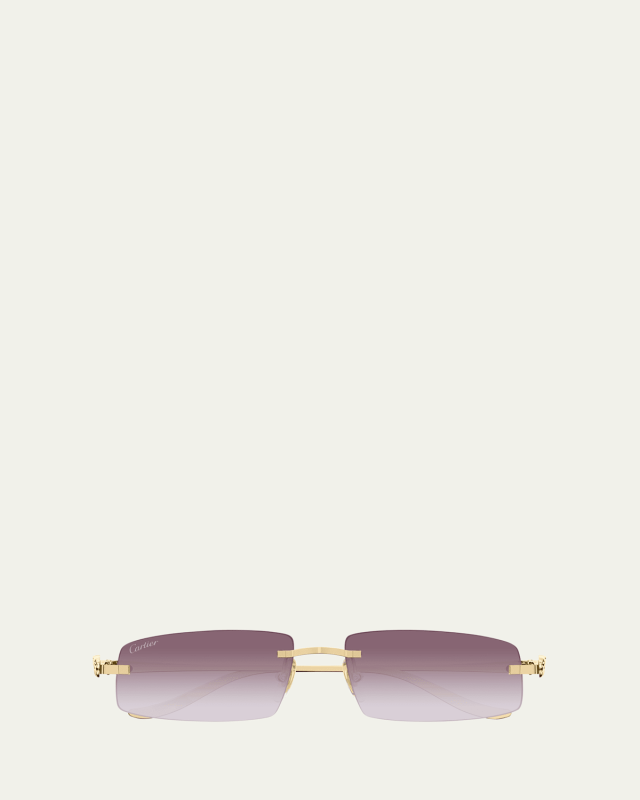 Panther Rimless Rectangle Metal Sunglasses