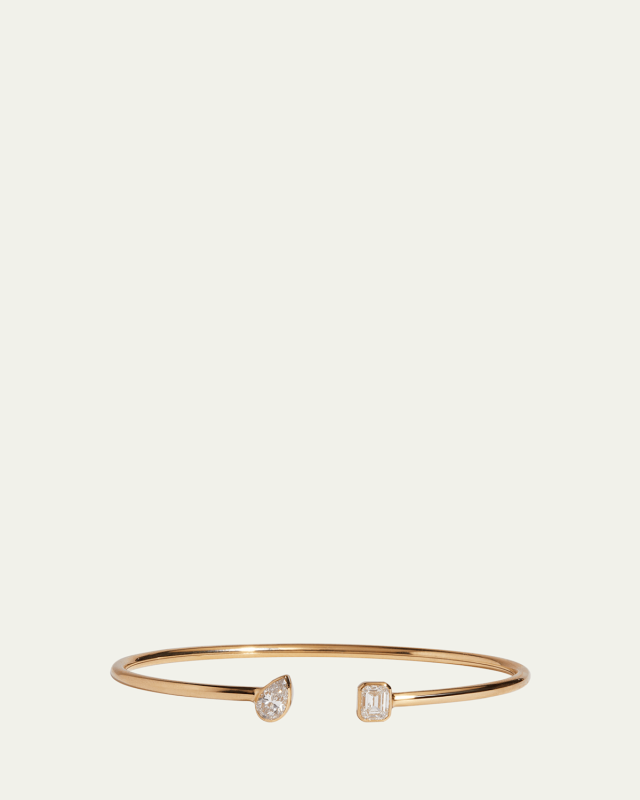 Flexible 14K Yellow Gold Two-Stone Lab Diamond Cuff Bracelet