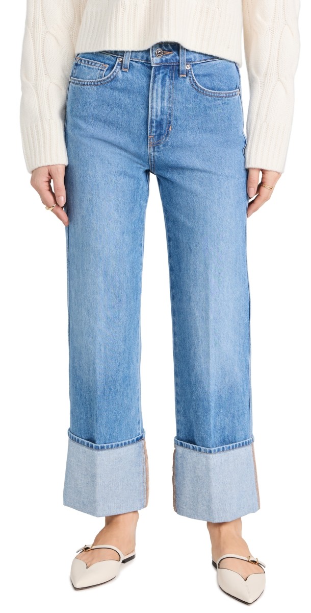 Veronica Beard Jean Dylan High Rise Straight Leg Jeans Silver Blue