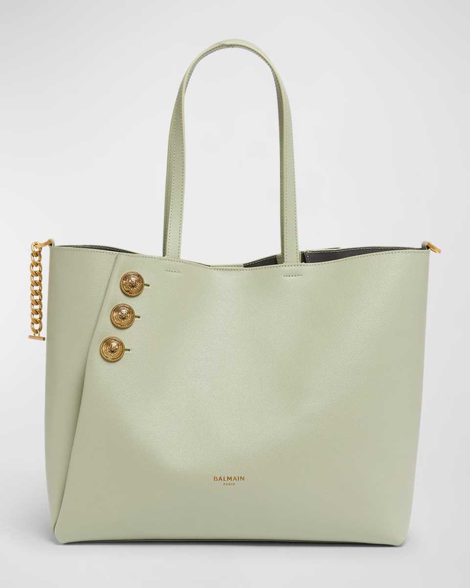 Embleme Shopper Tote Bag in Grained Leather