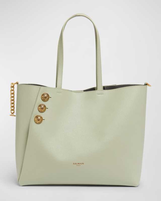 Embleme Shopper Tote Bag in Grained Leather