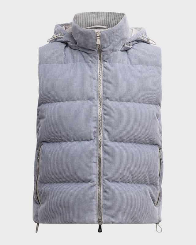Hooded Corduroy Puffer Vest