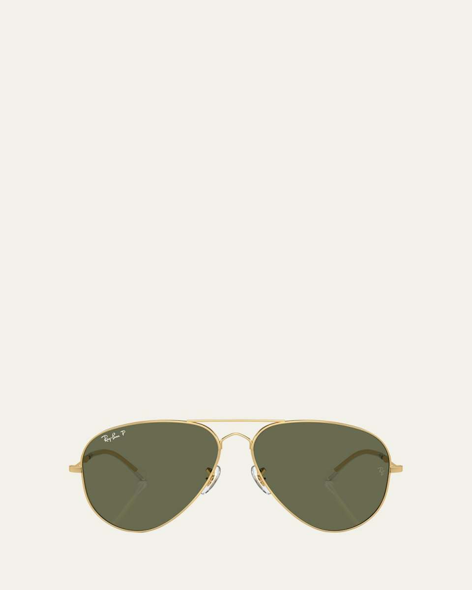 Polarized Vintage-Style Metal Aviator Sunglasses, 58mm