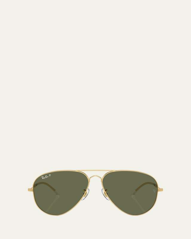Polarized Vintage-Style Metal Aviator Sunglasses, 58mm