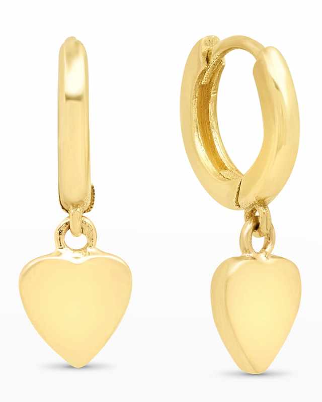 18K Mini Huggie Heart-Drop Earrings
