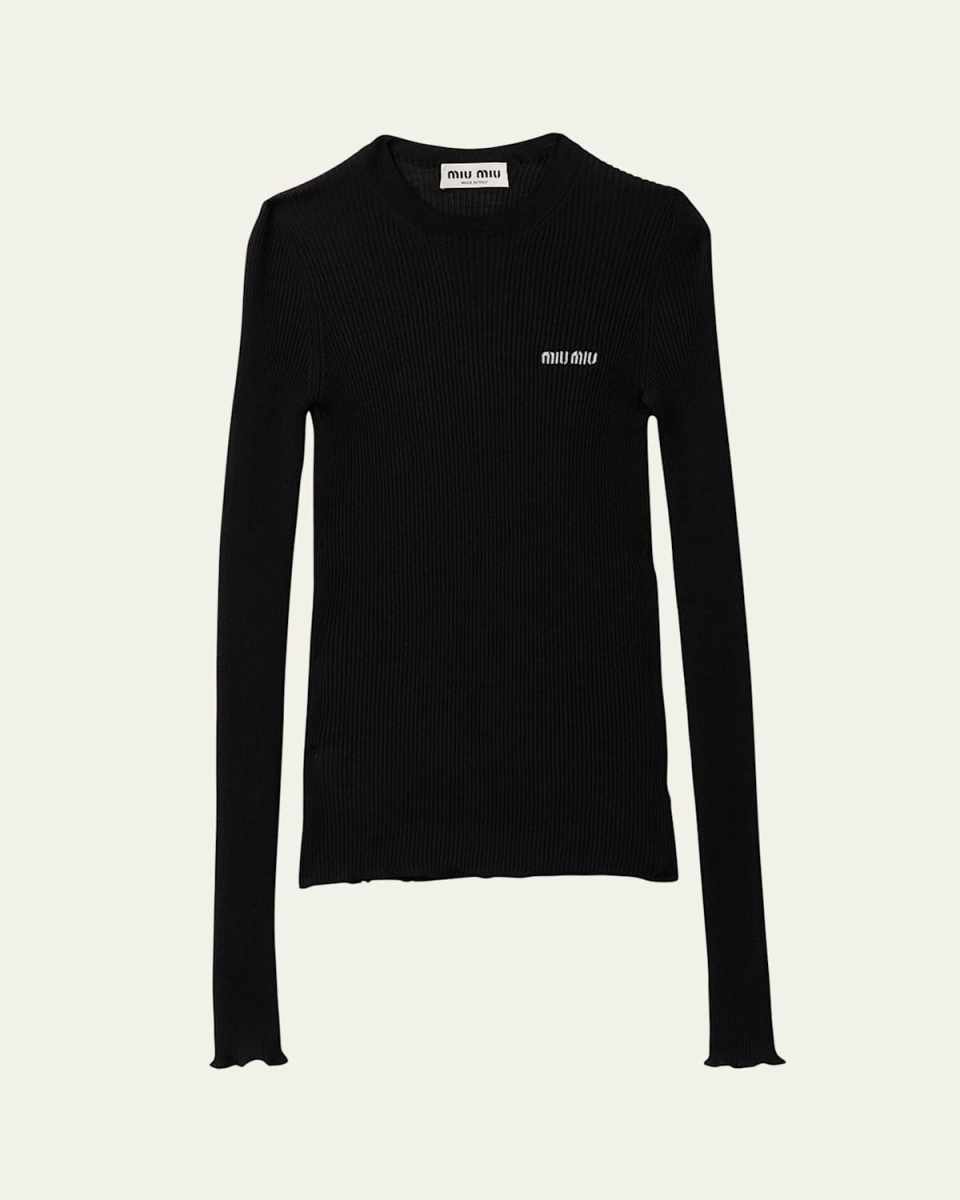 Cashmere Silk Rib Crewneck Sweater