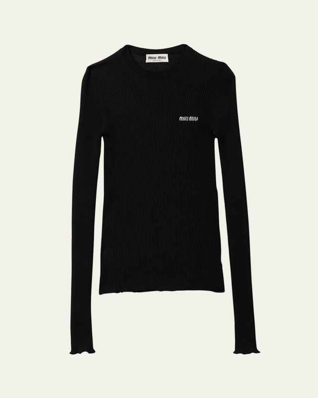 Cashmere Silk Rib Crewneck Sweater