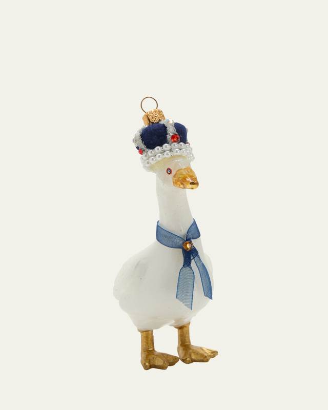 Goose Glitter Glass Ornament