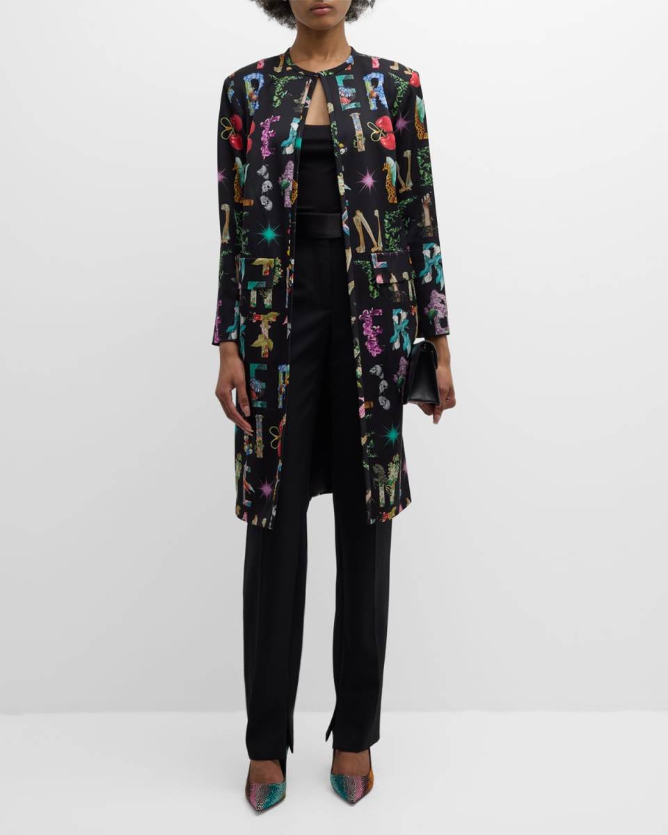 Deco Letters Long-Sleeve Duster Coat