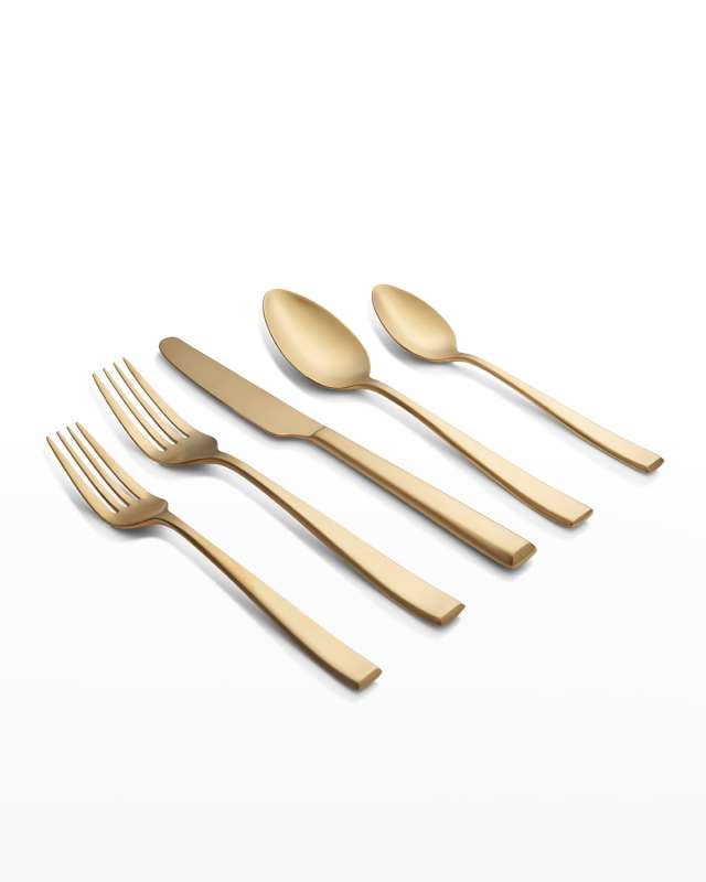 Samira Champagne Satin 20-Piece Flatware Set, Service For 4