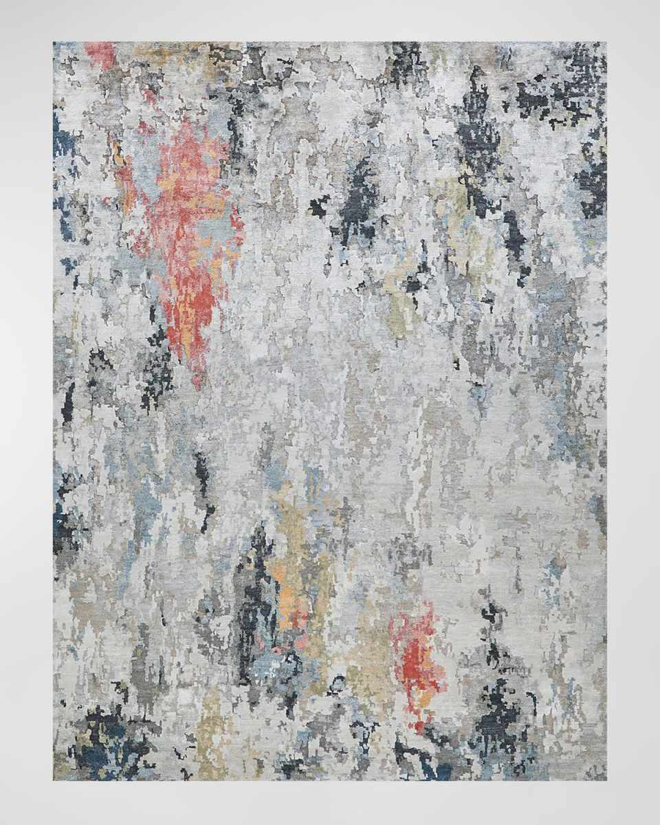 Floor Art Hand-Knotted Silver & Gray Rug, 9' x 12'