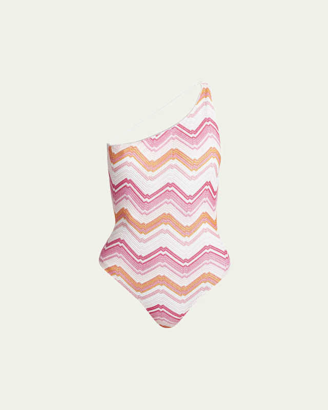 Microshaded Zig-Zag One-Piece Swimsuit