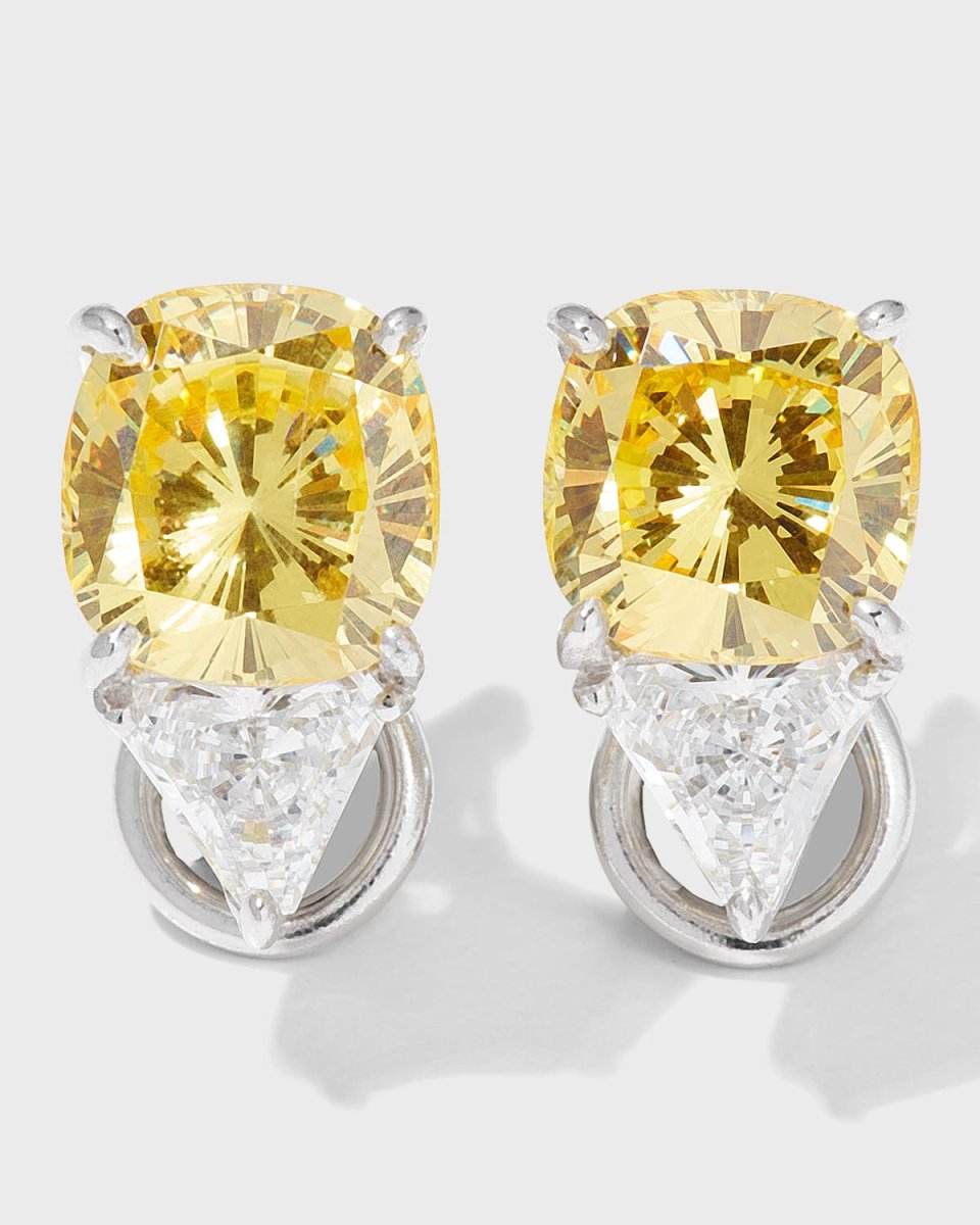 18K Gold-Plated Sterling Silver Cushion Trillion Earrings