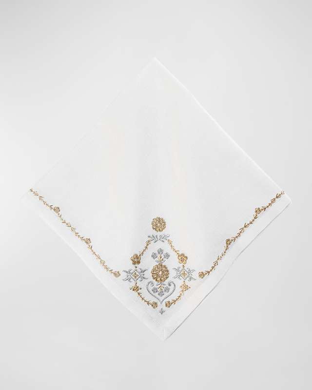 Heidi Embroidered Gold & Silver Napkin