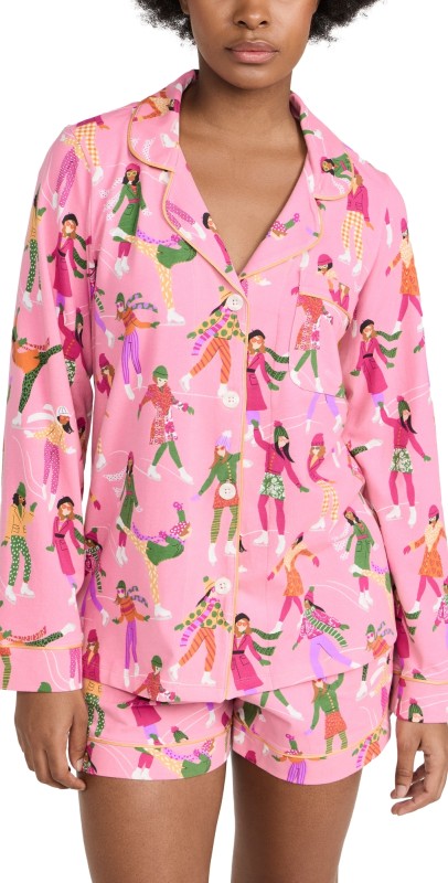 BedHead PJs Long Sleeve Shorty Knit PJ Set Skating Away