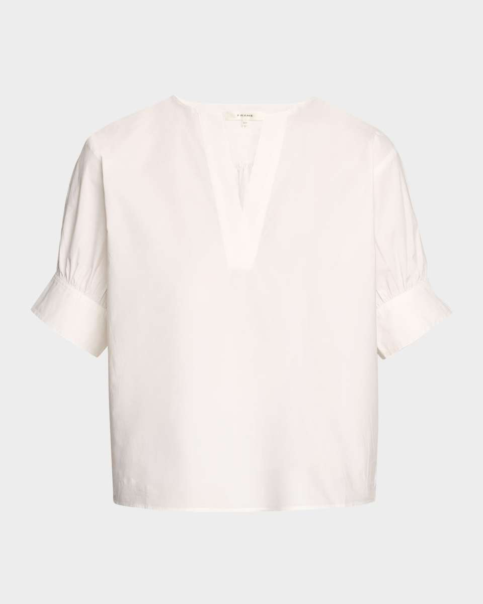 Cotton V-Neck Popover Top