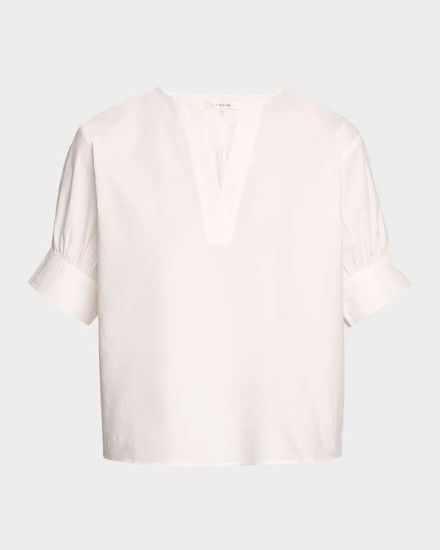 Cotton V-Neck Popover Top