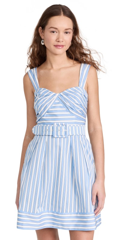 Rebecca Vallance Ava Strap Mini Dress Blue Stripe