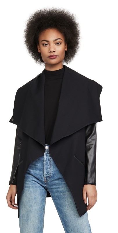 SPANX Faux Leather Convertible Jacket Very Black