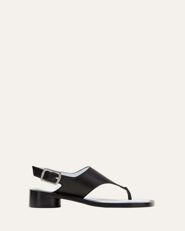 Leather Thong Slingback Sandals