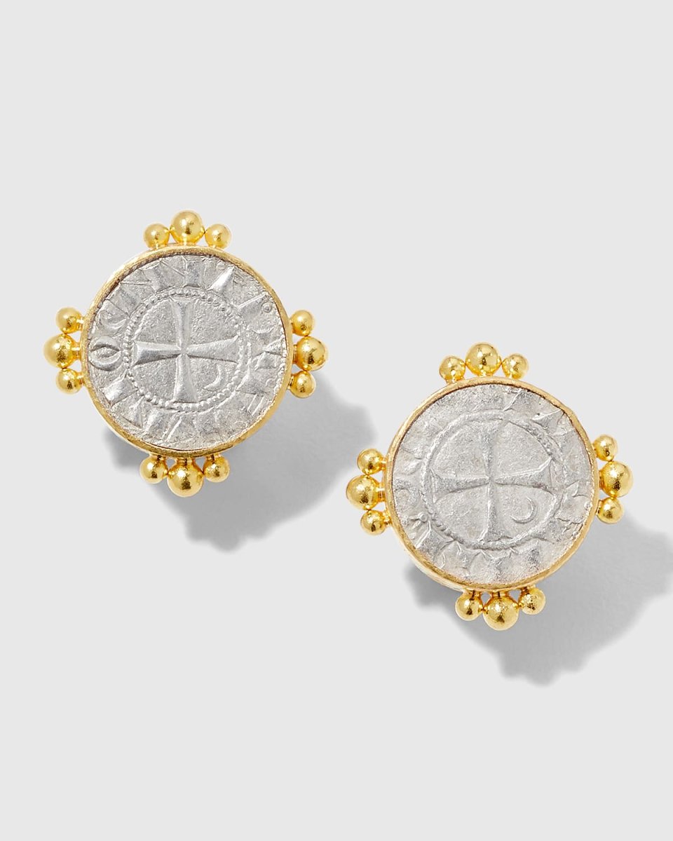 Silver Crusader Coin Earrings