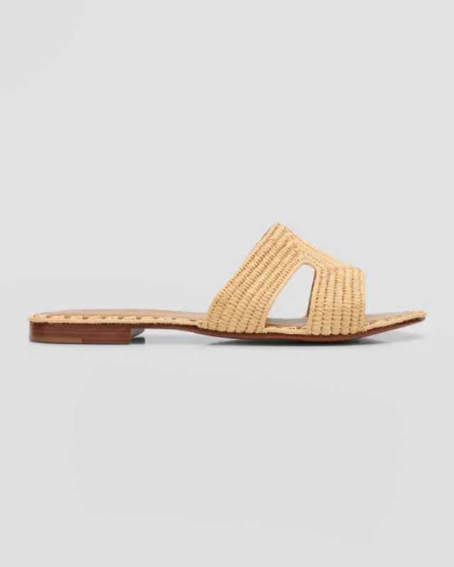 Cuadro Raffia Flat Slide Sandals