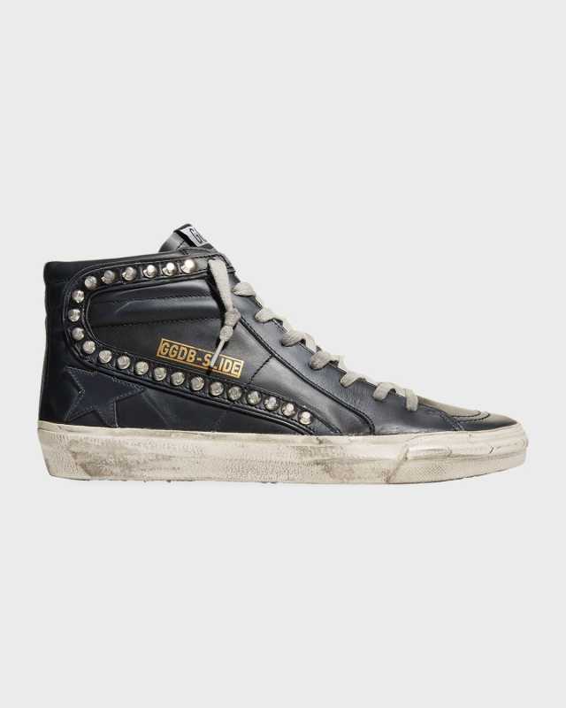 Slide Mid-Top Leather Stud Sneakers