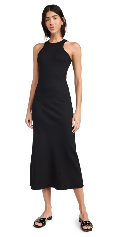 Pixie Market Delilah Cotton Ribbed Tank Dress Black