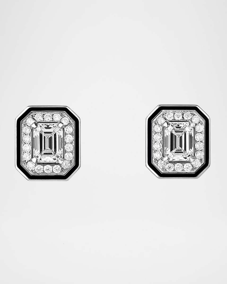 Vendome Lisere 18K White Gold Emerald Cut Diamond Stud Earrings