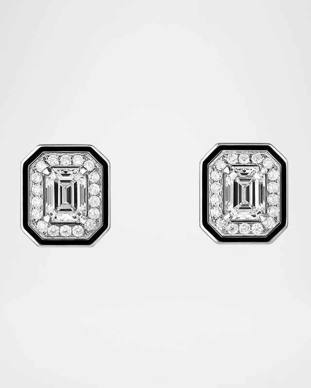 Vendome Lisere 18K White Gold Emerald Cut Diamond Stud Earrings