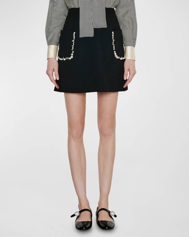 Beaded Pocket Mini Skirt