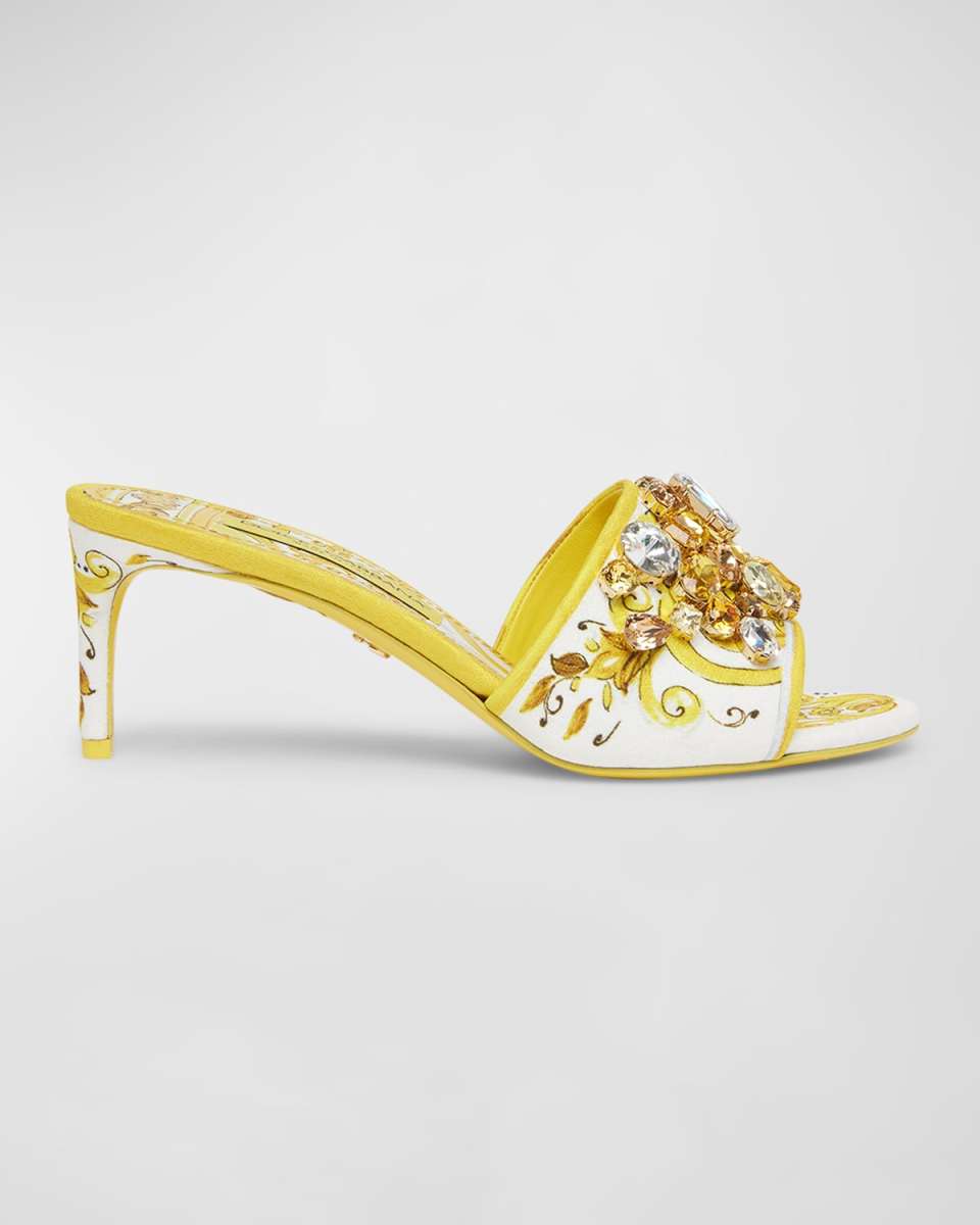 Keira Printed Crystal Mule Sandals