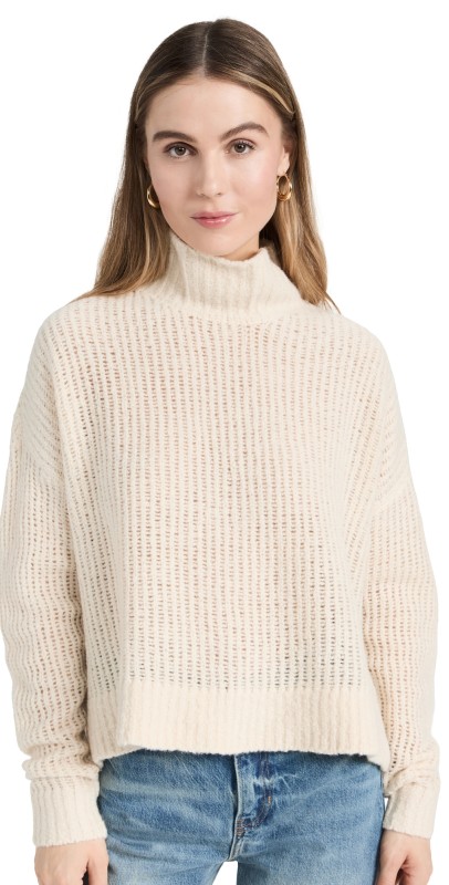 Spiritual Gangster Eva Funnel Neck Sweater Winter White