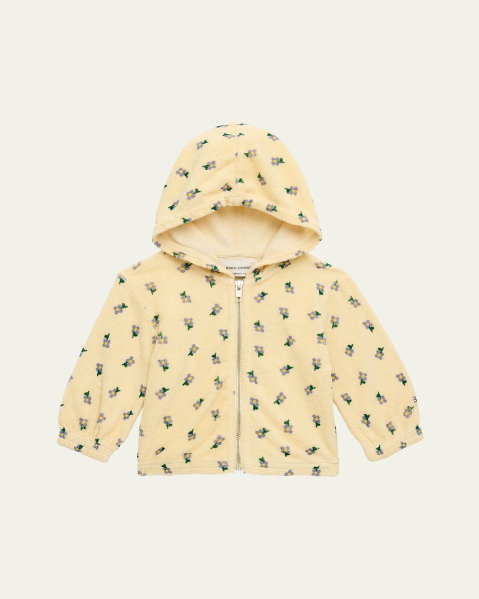 Girl's Pansy Floral-Print Hoodie, Size 3M-24