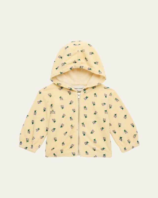 Girl's Pansy Floral-Print Hoodie, Size 3M-24