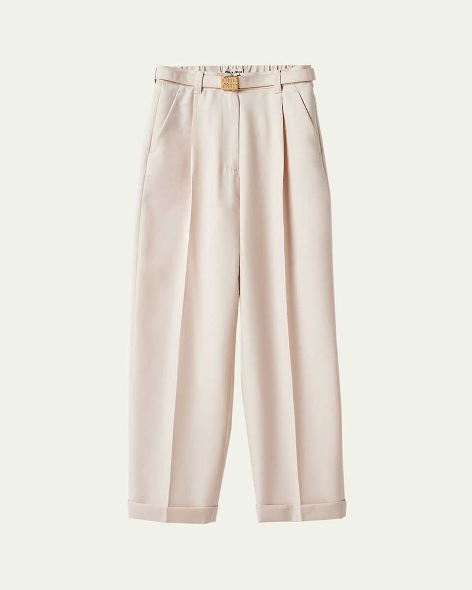 Batavia Belted High-Waist Wool Pants