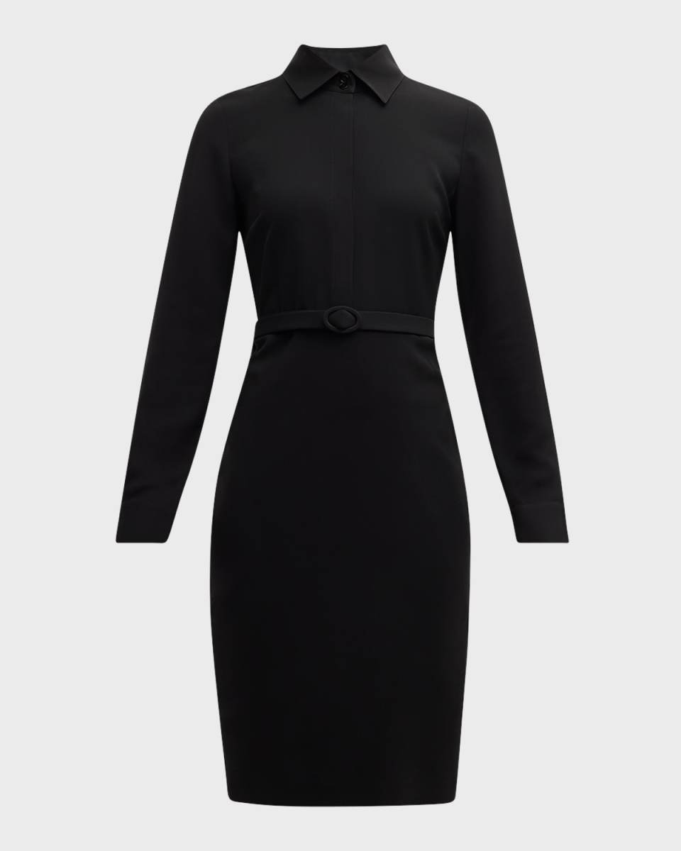 Belted Crepe Shirtdress