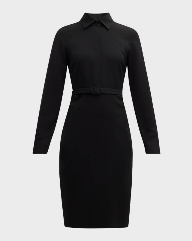 Belted Crepe Shirtdress