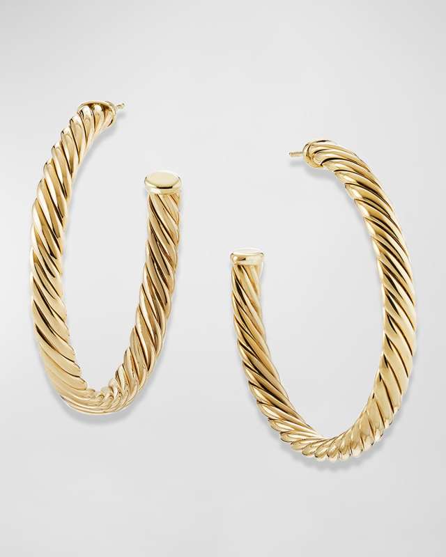 Sculpted Cable Hoop Earrings in 18K Yellow Gold