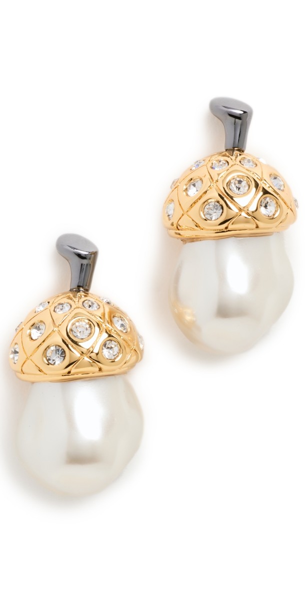 Lele Sadoughi Acorn Button Earrings Pearl