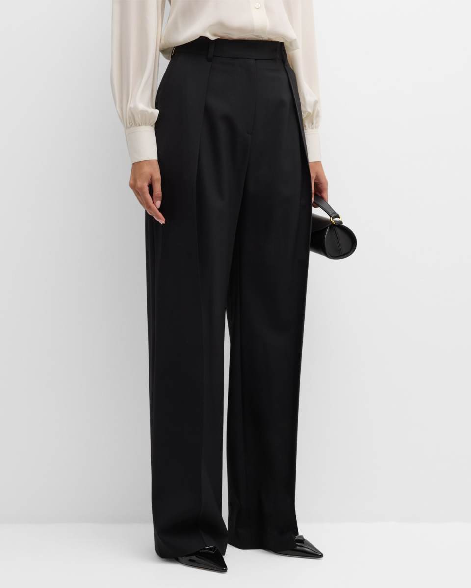 Odile Pleated Straight-Leg Trousers