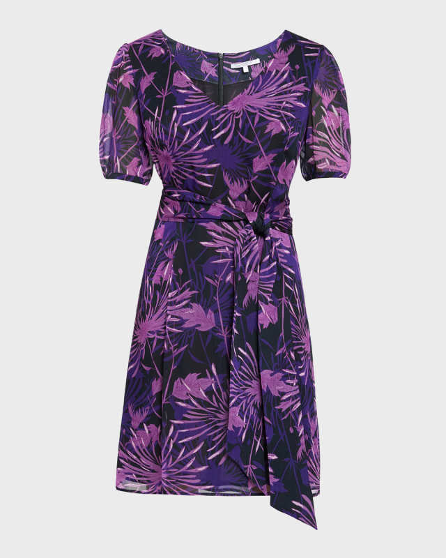 Bianca Floral-Print Georgette Mini Dress