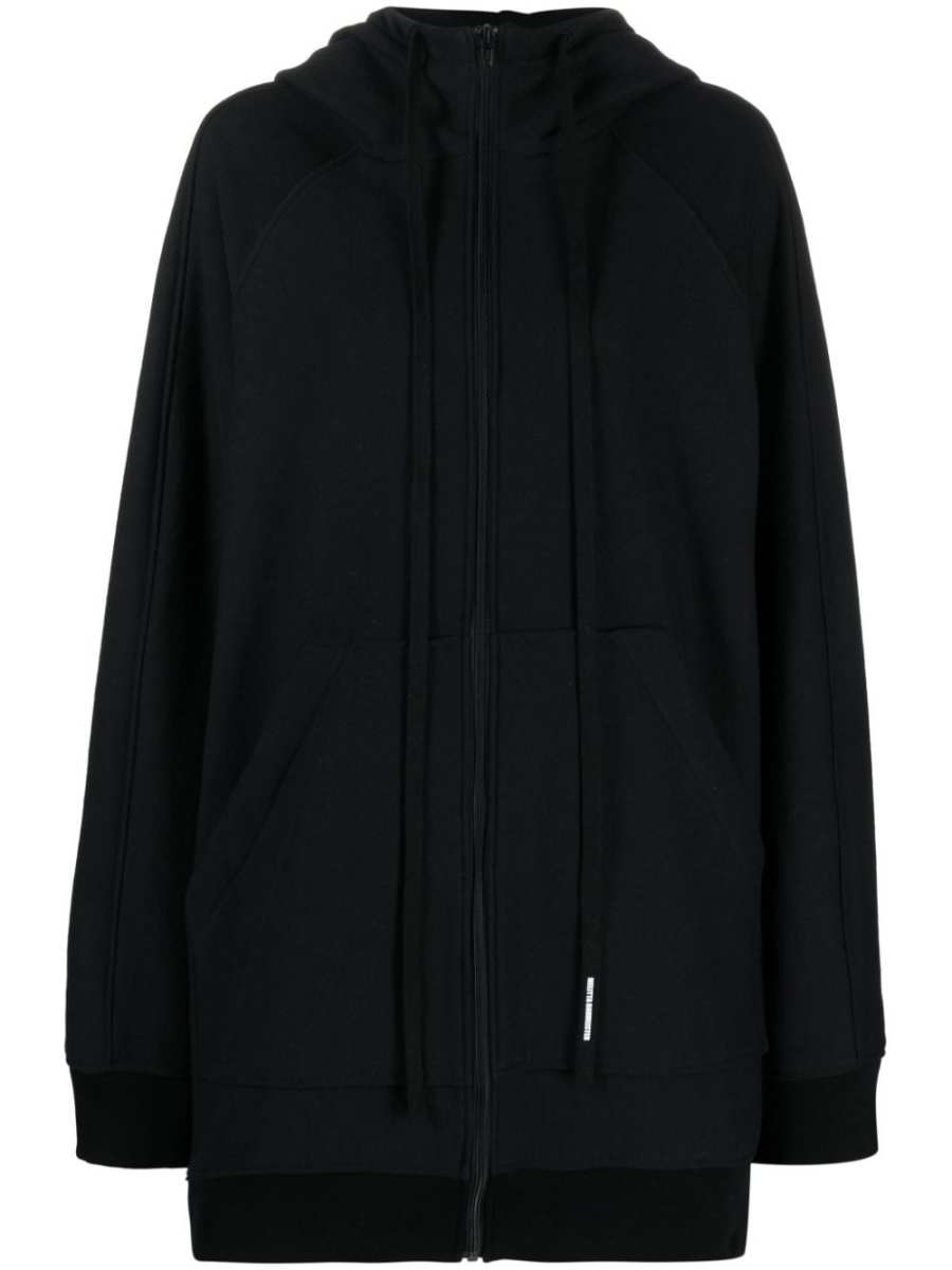 panelled zipped cotton hoodie