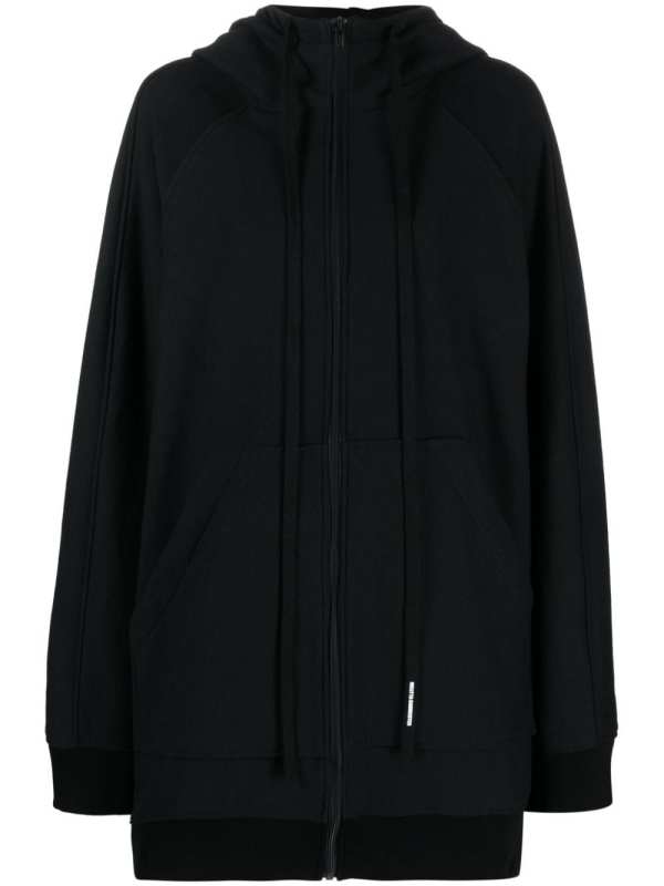 panelled zipped cotton hoodie