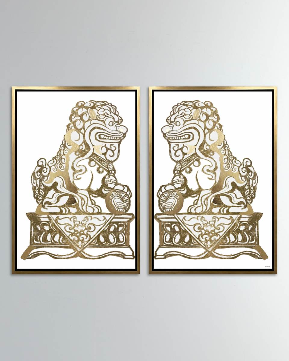 Golden Foo Dog Giclée, Set of 2