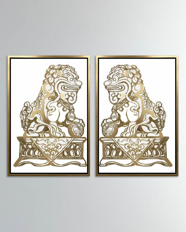 Golden Foo Dog Giclée, Set of 2