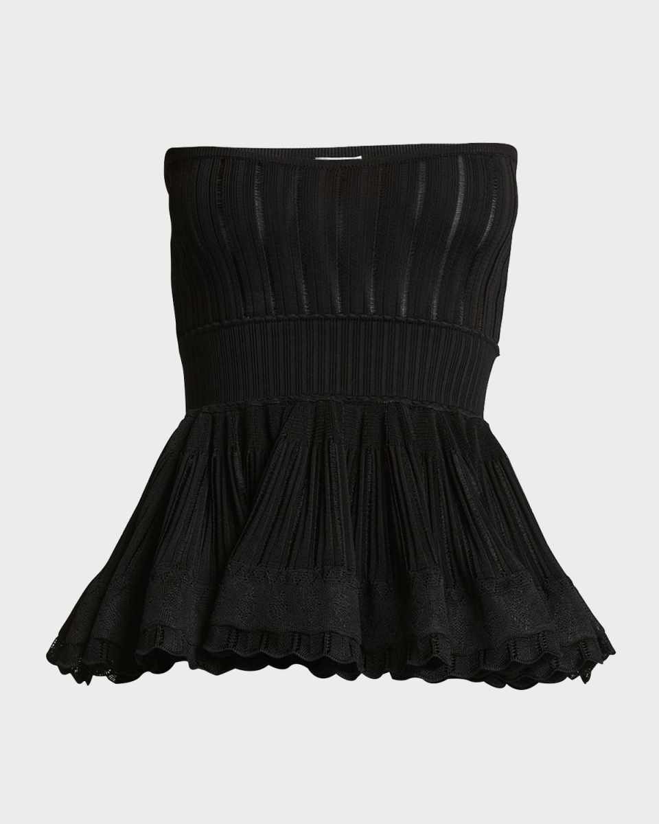 Crinoline Strapless Rib Peplum Top