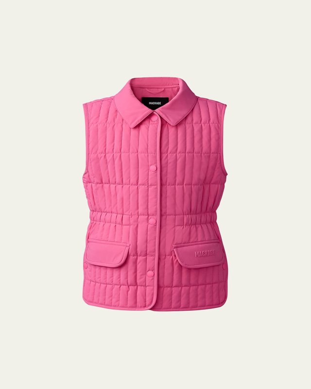 Girl's Naya Logo-Print Quilted Vest, Size 2-6