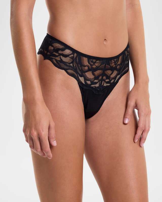 &Oh Dark Romance Lace & Satin Thong