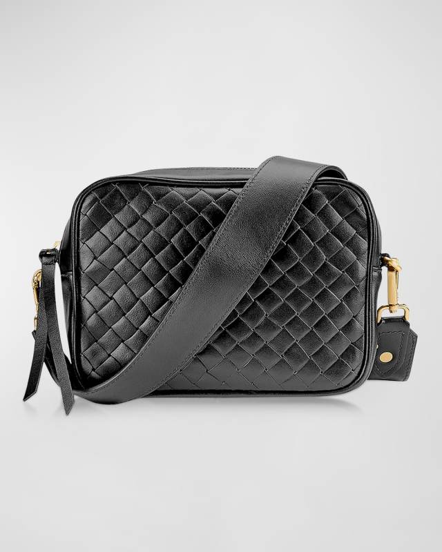 Madison Zip Woven Leather Crossbody Bag